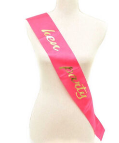 Shatchi Girl’s Hen Party Pink Gold Sash Night Out Bridal Shower Wedding Party Dress, One Size