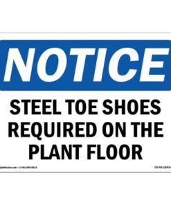 SignMission Steel Toe Shoes Required on The Plant Floor Sign
