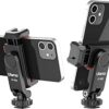 ULANZI Phone Tripod Mount ST-06S, New Universal Smartphone Mount Adapter with 2 Cold Shoe, 360° Rotates Adjustable Cell Phone Clip Clamp Holder, Compatible with iPhone, Samsung Galaxy and All Phones