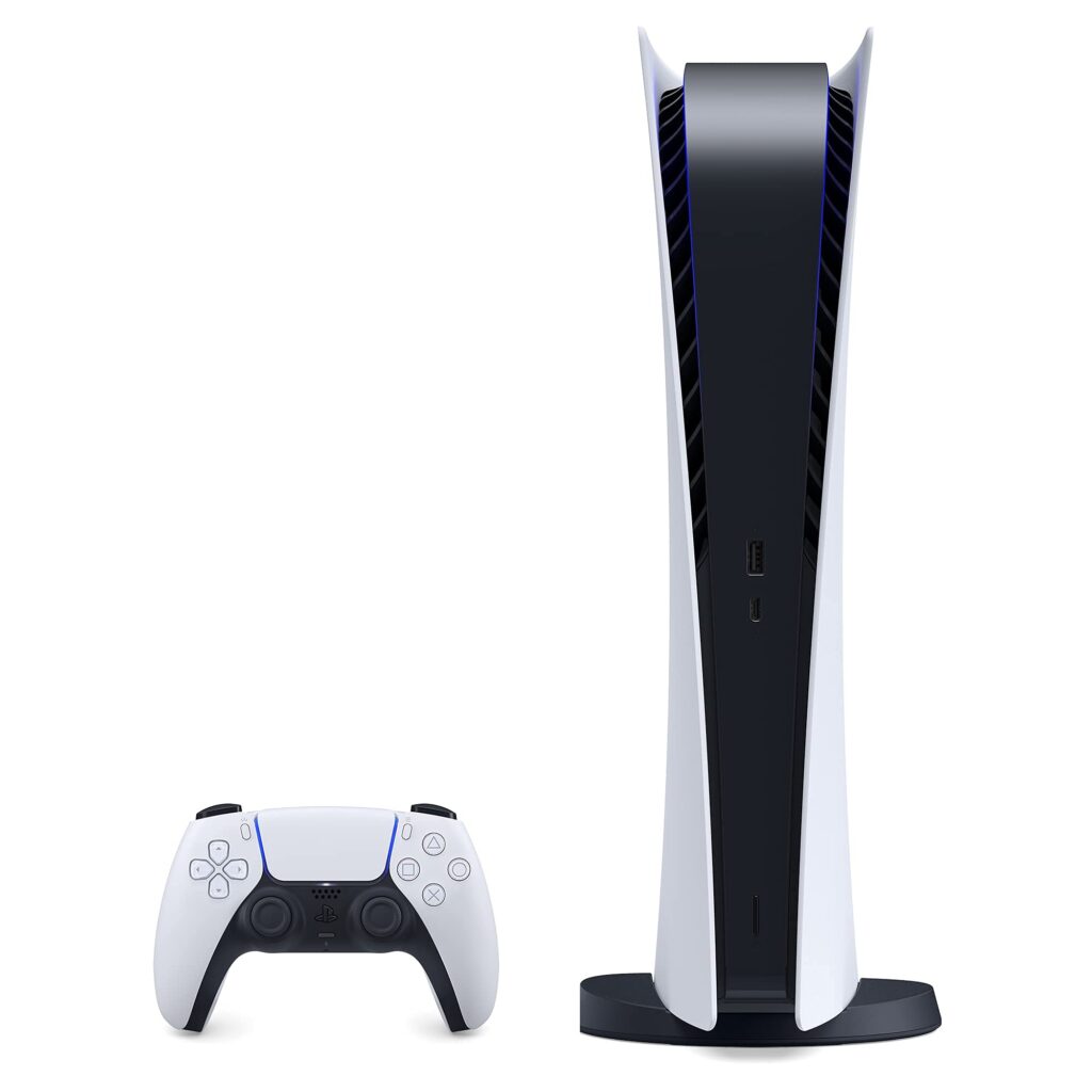 PS5 – Sony PlayStation 5 Digital Edition Gaming Console + Wireless Controller – 16GB GDDR6 RAM, 825GB SSD, 120Hz 8K Output, White