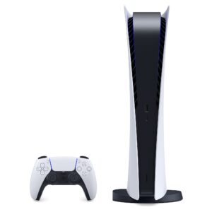 PS5 – Sony PlayStation 5 Digital Edition Gaming Console + Wireless Controller – 16GB GDDR6 RAM, 825GB SSD, 120Hz 8K Output, White