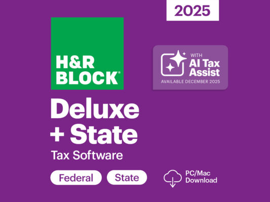 H&R Block Tax Software Deluxe + State 2025 for Windows/Mac [Online Code] for $34