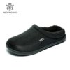Step into Comfort: NDB Men’s Plush Memory Foam Suede Slippers with Shearling Lining – Cozy Indoor & Outdoor Clogs, Plus Sizes 40-50 for .78!