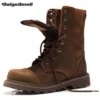 Step Up Your Style: Genuine Leather Men’s Round Toe Lace-Up Mid-Calf Martin Work & Riding Boots – Only 9.10!