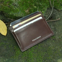 Upgrade Your Style with Hiram Beron Genuine Vegetable-Tanned Leather Mini Wallet – Customizable Men’s Card Holder for Just .26!