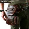 Upgrade Your Style with the Premium Vintage Brown Genuine Leather Men’s Small Belt & Drop Leg Bag – Only !