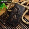 Discover the Premium Cattle Male Organizal Genuine Leather Dragon Embossed Checkbook Zipper Wallet – Stylish Clutch Handbag for Just .85!