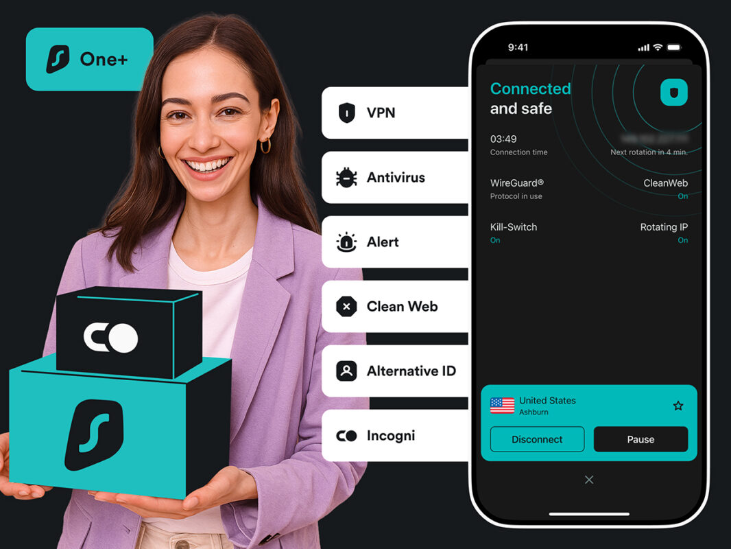 Surfshark One+ Plan with Incogni: 1-Year VPN, Antivirus & Personal Data Removal for Surfshark One+ Plan with Incogni: 1-Year VPN, Antivirus & Personal Data Removal for
