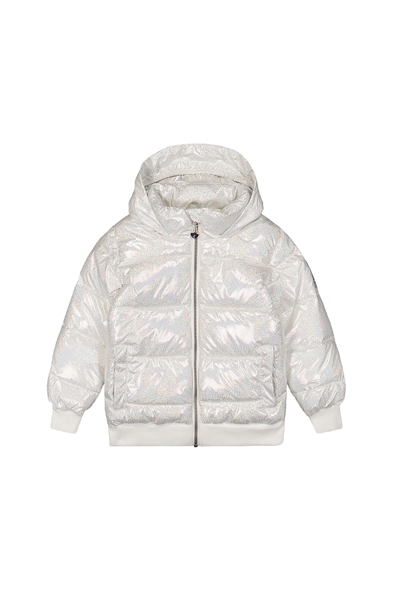 Deux par Deux Girls' Glitter Fleece Lined Removable Faux Fur Winter Puffy Jacket - Little Kid