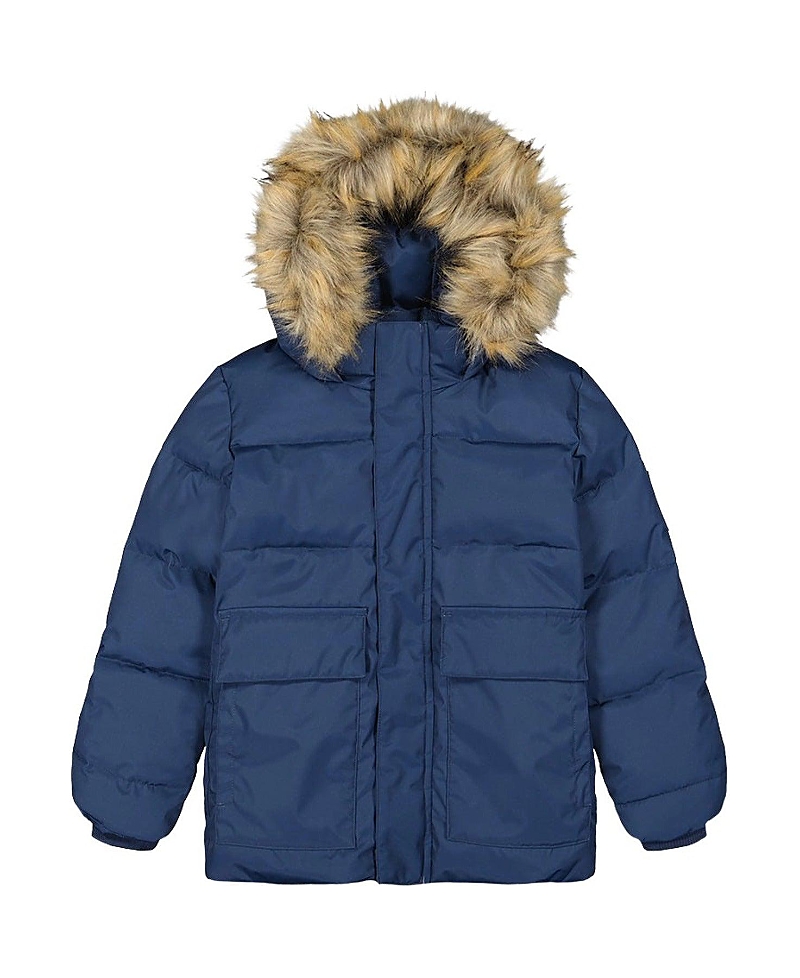 Deux par Deux Unisex Faux-Fur Hood Insulated Fleece-Lined Winter Jacket - Little Kid, Big Kid