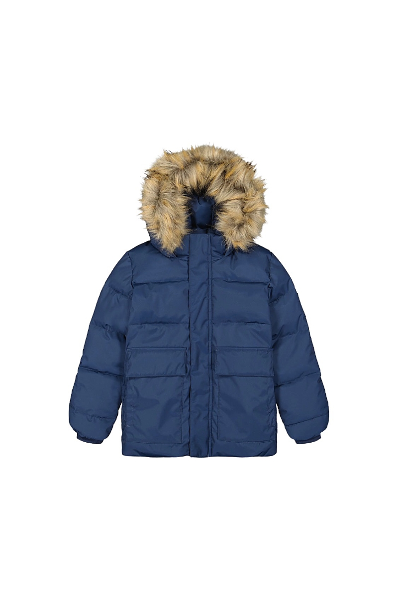 Deux par Deux Unisex Faux-Fur Hood Insulated Fleece-Lined Winter Jacket - Little Kid