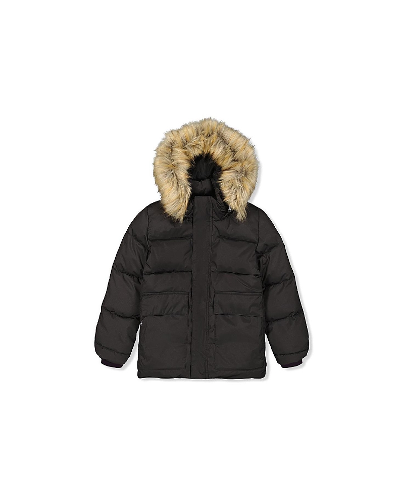 Deux par Deux Unisex Faux-Fur Hood Insulated Fleece-Lined Winter Jacket - Little Kid, Big Kid