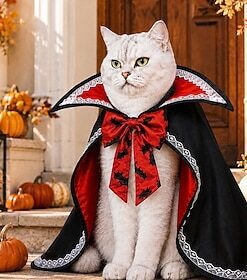 Pet Halloween Clothes Cape Cloak Bat Transformation Cosplay Dog Cat Clothes Shawl With Hat Funny
