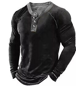 Men's Henley Shirt Tee Long Sleeve Shirt Plain Henley Street Vacation Long Sleeve Button Clothing Apparel Designer Basic Modern Contemporary