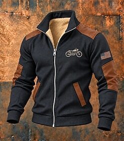 Men's National Flag Sweatshirt Simple Stand Collar Home Outdoor Streetwear Blue Zipper Spring   Fall Designer S M L XL 2XL 3XL