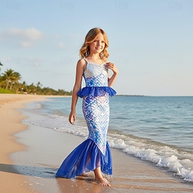 Mermaid Princess Mermaid Dress Theme Party Costume Cosplay for Girls' Kids Kid's Halloween Carnival Masquerade Party Holiday