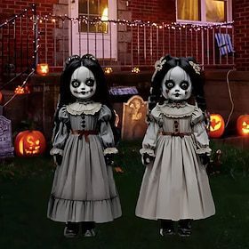 Halloween Yard Stakes 2D Halloween Decorations Outdoor 1Pair Horror Dolls Yard Signs Gothic Spooky Dolls Garden Decor