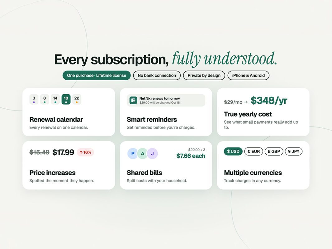 PocketWise Subscription Manager: Lifetime Subscription for PocketWise Subscription Manager: Lifetime Subscription for
