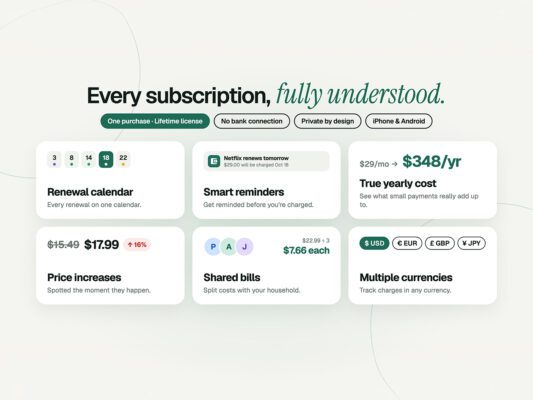PocketWise Subscription Manager: Lifetime Subscription for 