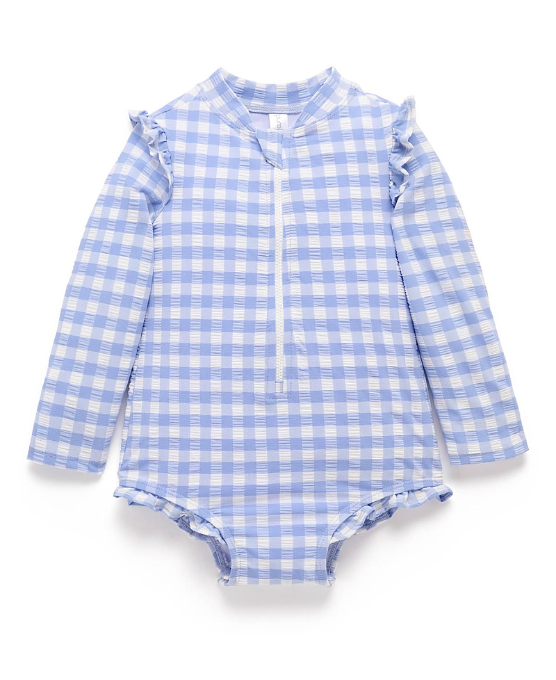 Purebaby Girls' Printed Frilly Long Sleeve Swimsuit - Baby, Little Kid