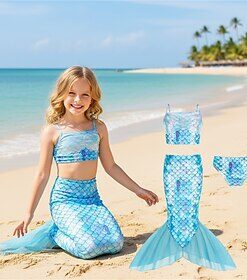 Mermaid Princess Dress Swimwear Movie Cosplay for Girls' Kid's Halloween Masquerade Party Holiday Festival