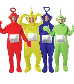 Couples Alien Teletubbies Funny Costumes Group  Family Halloween Costumes Men's Women's Movie Cosplay Cosplay Costumes Funny Costume Yellow Red Purple Leotard