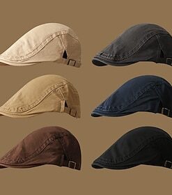 Men's Beret Hat Black Grey Black Polyester / Cotton Blend Classic Elegant Vintage Daily Casual Daily Streetwear Plain Sun Protection