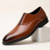 Men's Slip-On Dress Shoes with Minimalist Plain Toe Design and Sleek Silhouette